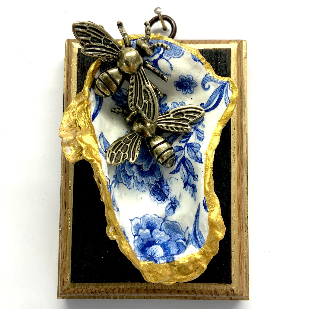 Bourbon Barrel Frame with Bees on Oyster Shell (3.25