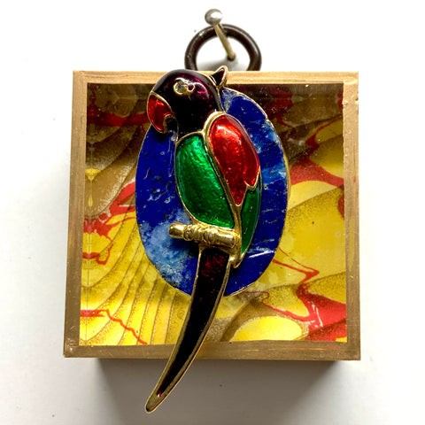 Acrylic Frame with Parrot on Lapis / Slight Imperfections (2