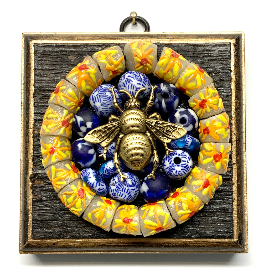 Bourbon Barrel Frame with Grande Bee on Beads (4” wide)