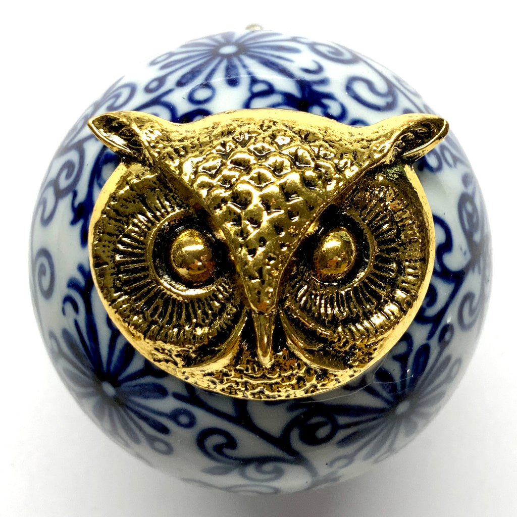 Ceramic Ball Frame with Owl / Slight Imperfections (2