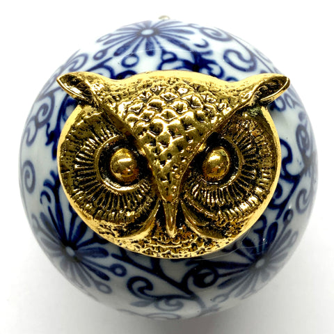Ceramic Ball Frame with Owl / Slight Imperfections (2