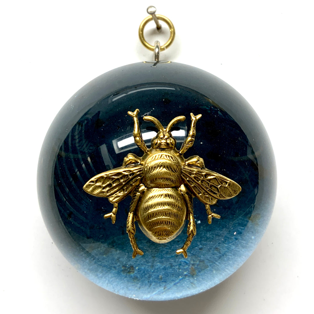 Acrylic Dome Frame with Grande Bee on Marbled Paper / Slight Imperfections (3