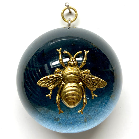 Acrylic Dome Frame with Grande Bee on Marbled Paper / Slight Imperfections (3