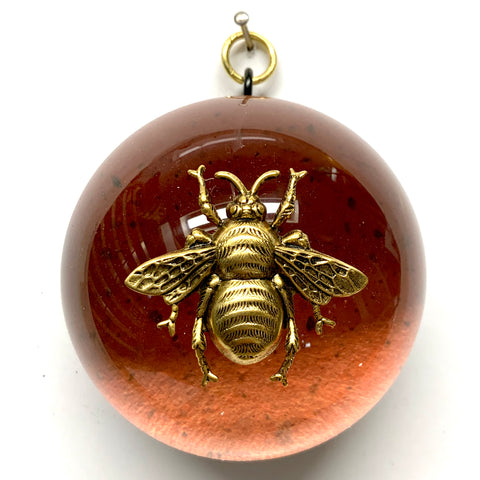 Acrylic Dome Frame with Grande Bee on Marbled Paper / Slight Imperfections (3