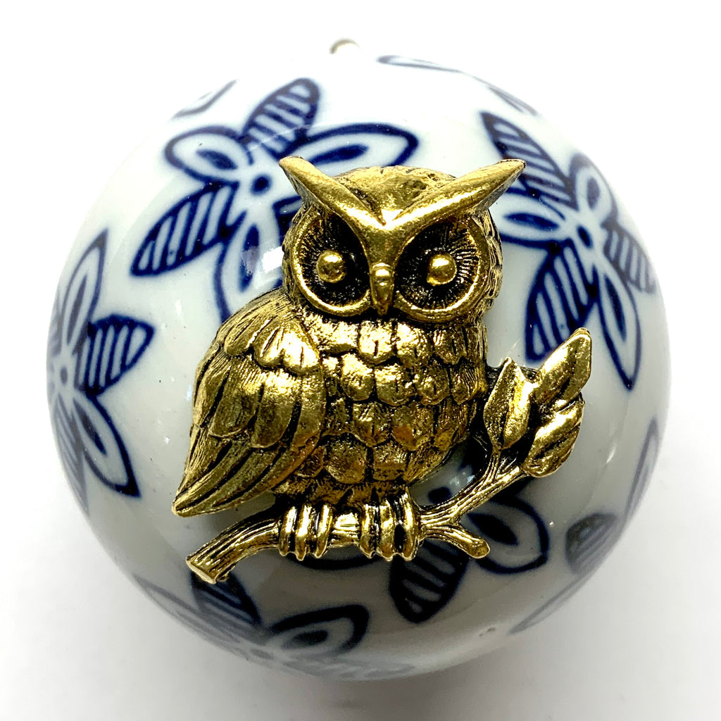 Ceramic Ball Frame with Owl / Slight Imperfections (2