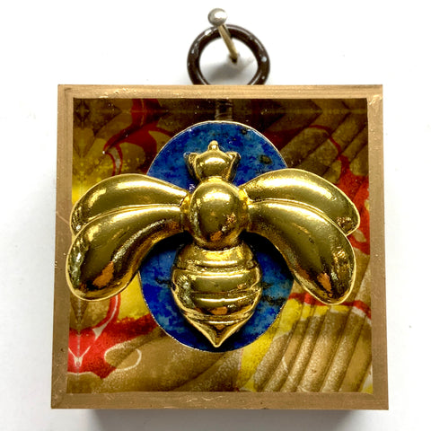 Acrylic Frame with Deco Bee on Lapis / Slight Imperfections (2