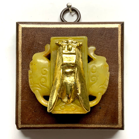 Wooden Frame with Cicada on Jade (3