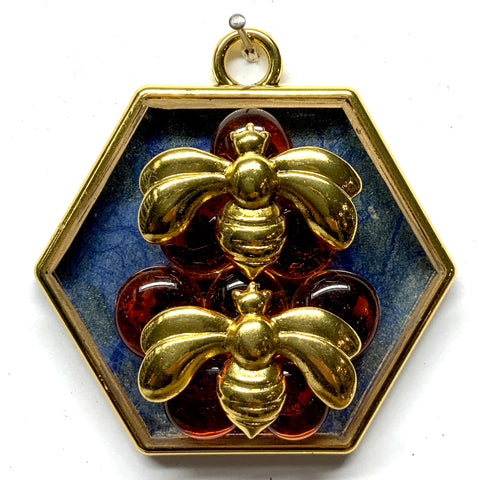Acrylic Frame with Deco Bees on Glass Beads / Slight Imperfections (3.25