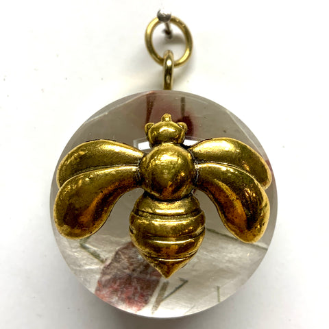 Acrylic Orb Frame with Deco Bee on Mulberry Paper / Slight Imperfections (2