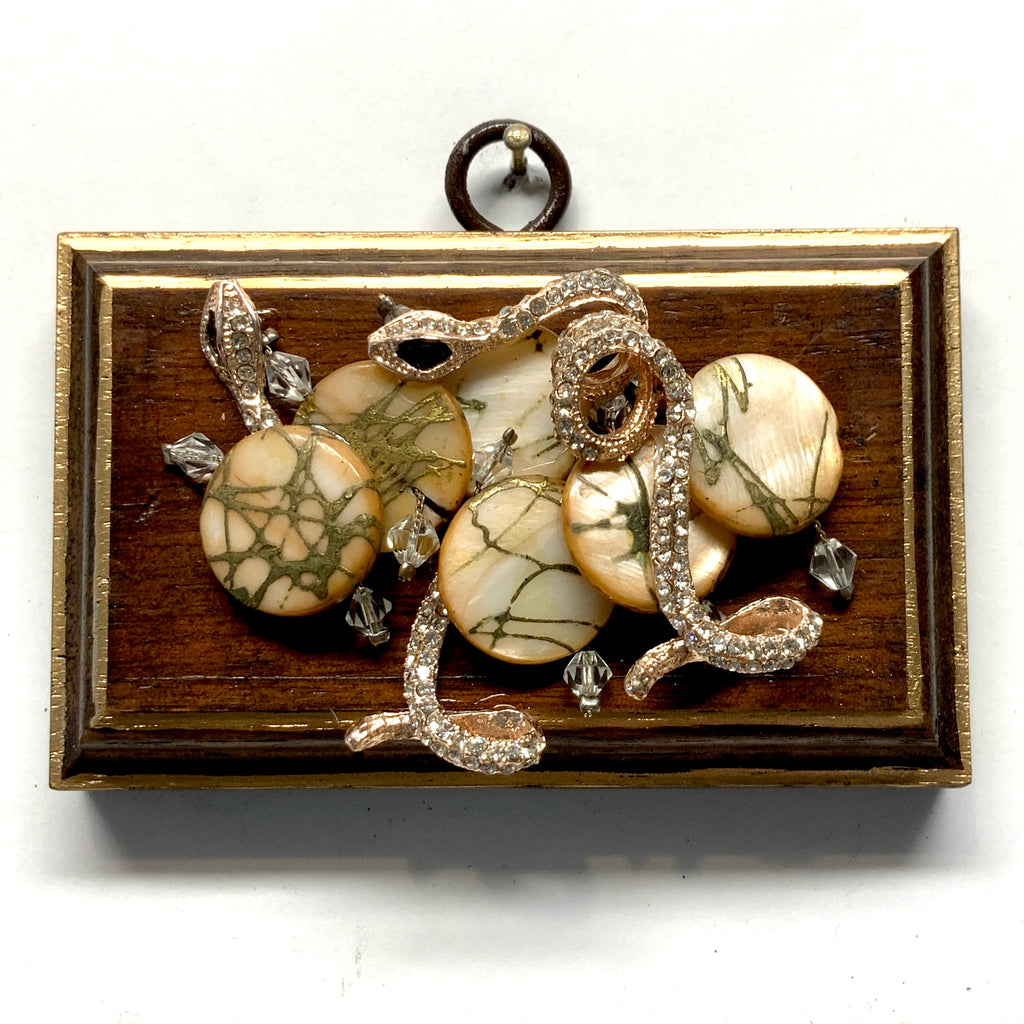 Mahogany Frame with Sparkle Snakes on Necklace (3.75” wide)