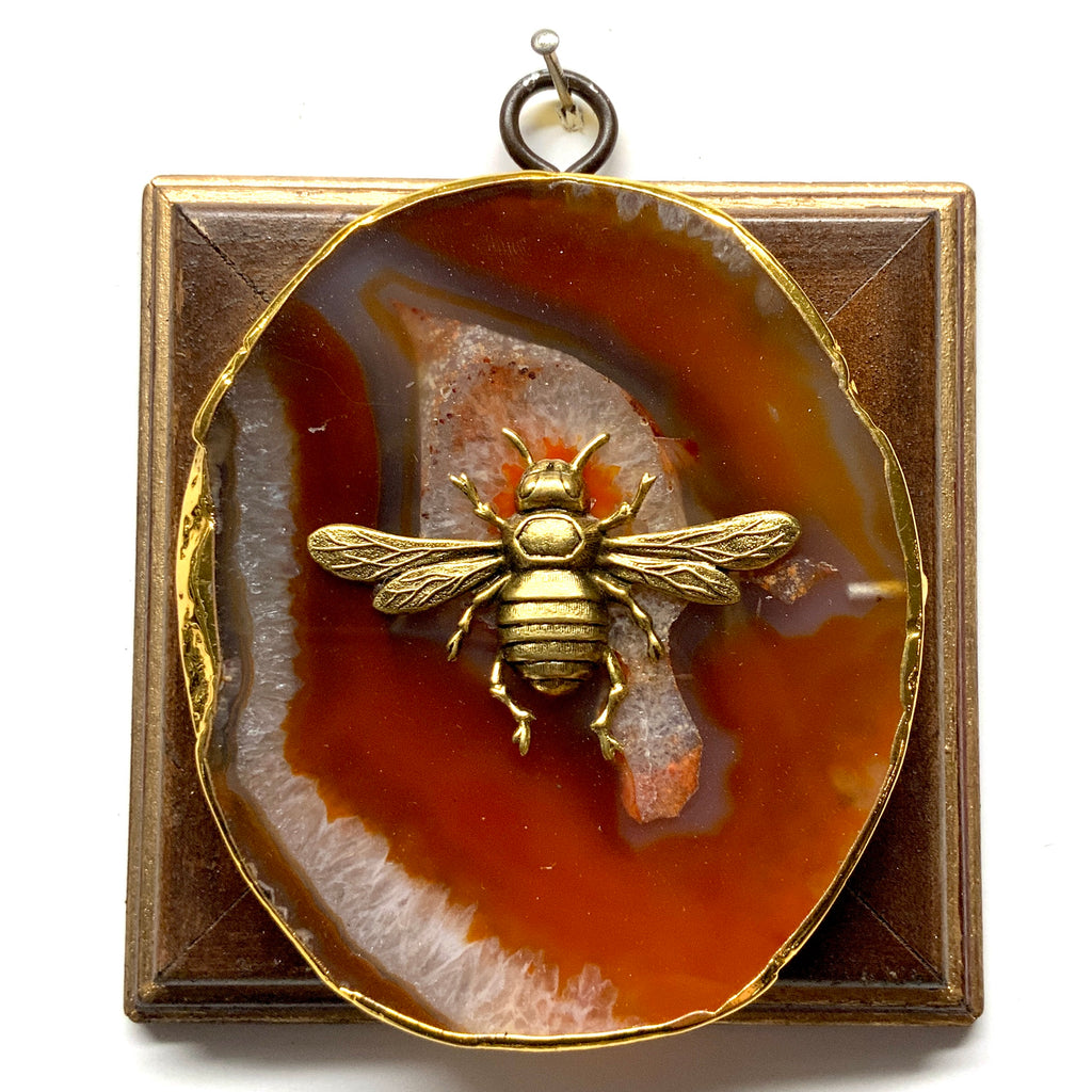 Wooden Frame with Italian Bee on Agate (4