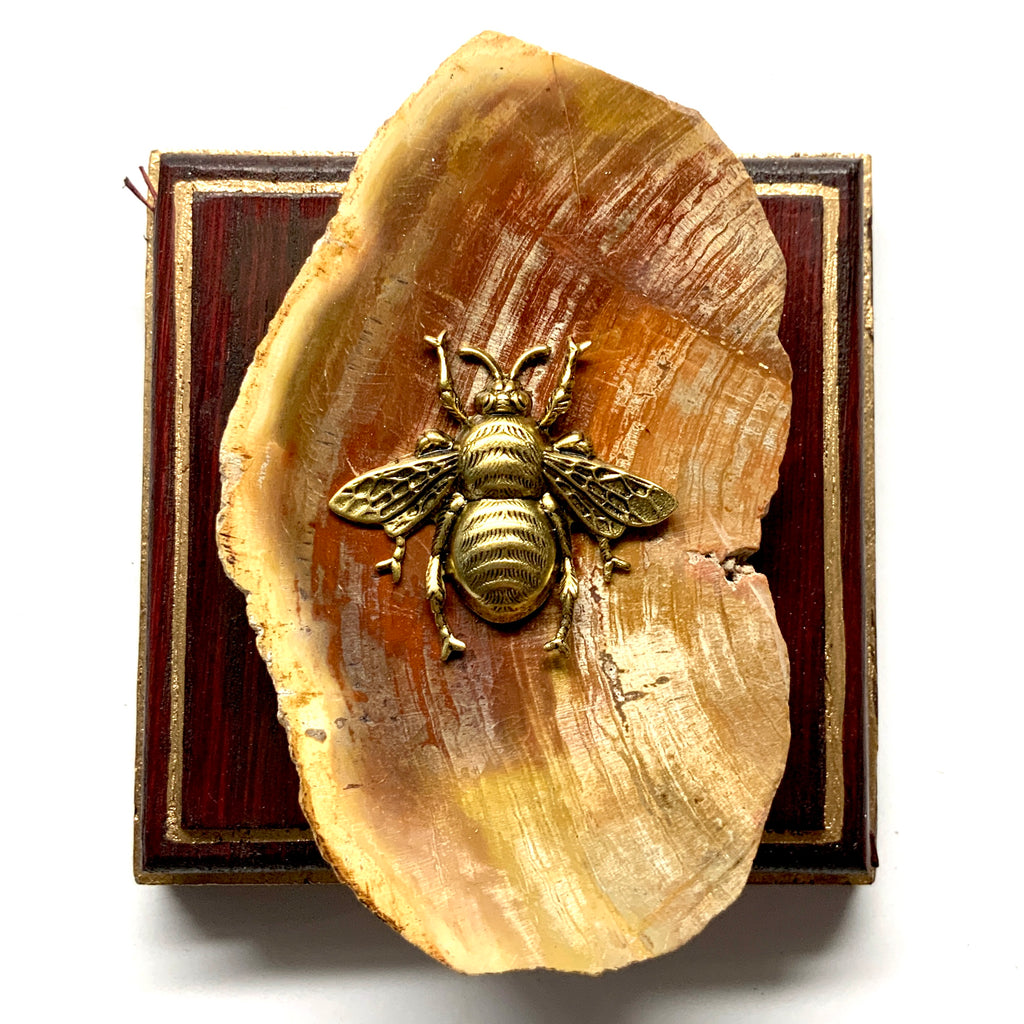 Painted Frame with Grande Bee on Petrified Wood (4
