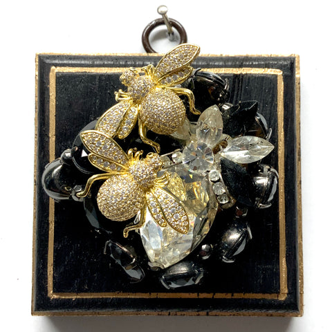 Painted Frame with Sparkle Bees on Necklace (3.25