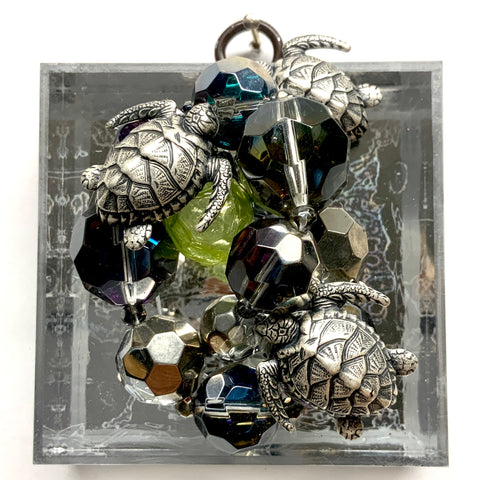Acrylic Frame with Turtles on Necklace / Slight Imperfections (3