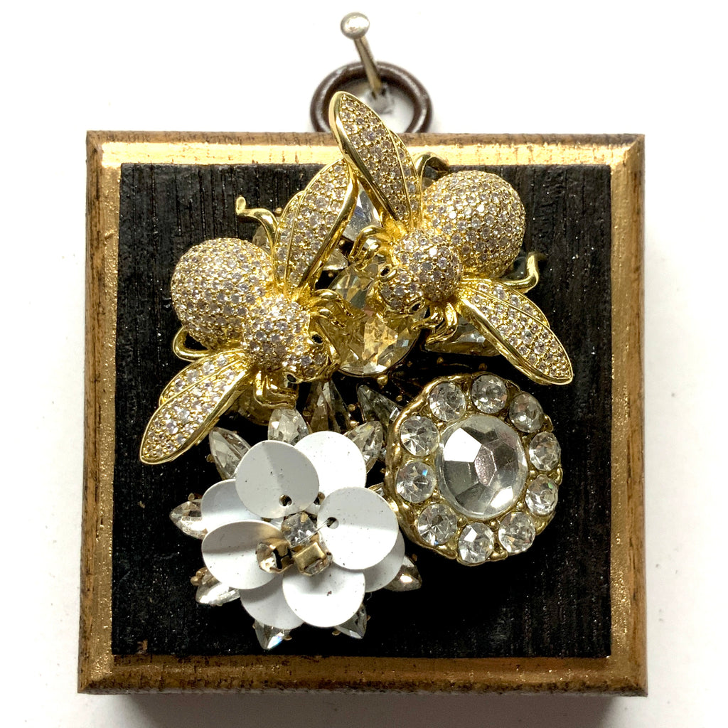 Bourbon Barrel Frame with Sparkle Bees on Brooch (2.5