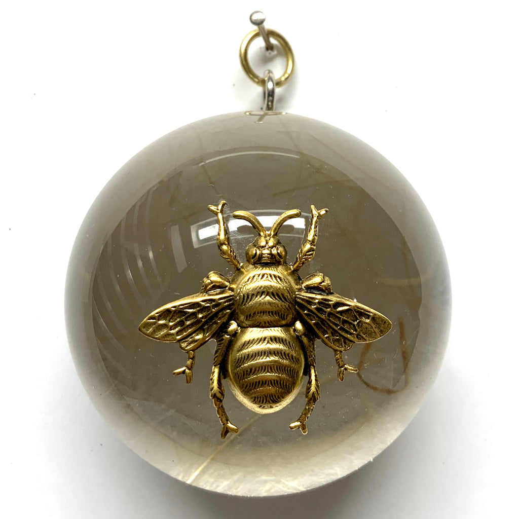 Acrylic Dome Frame with Grande Bee on Textured Paper / Slight Imperfections  (3