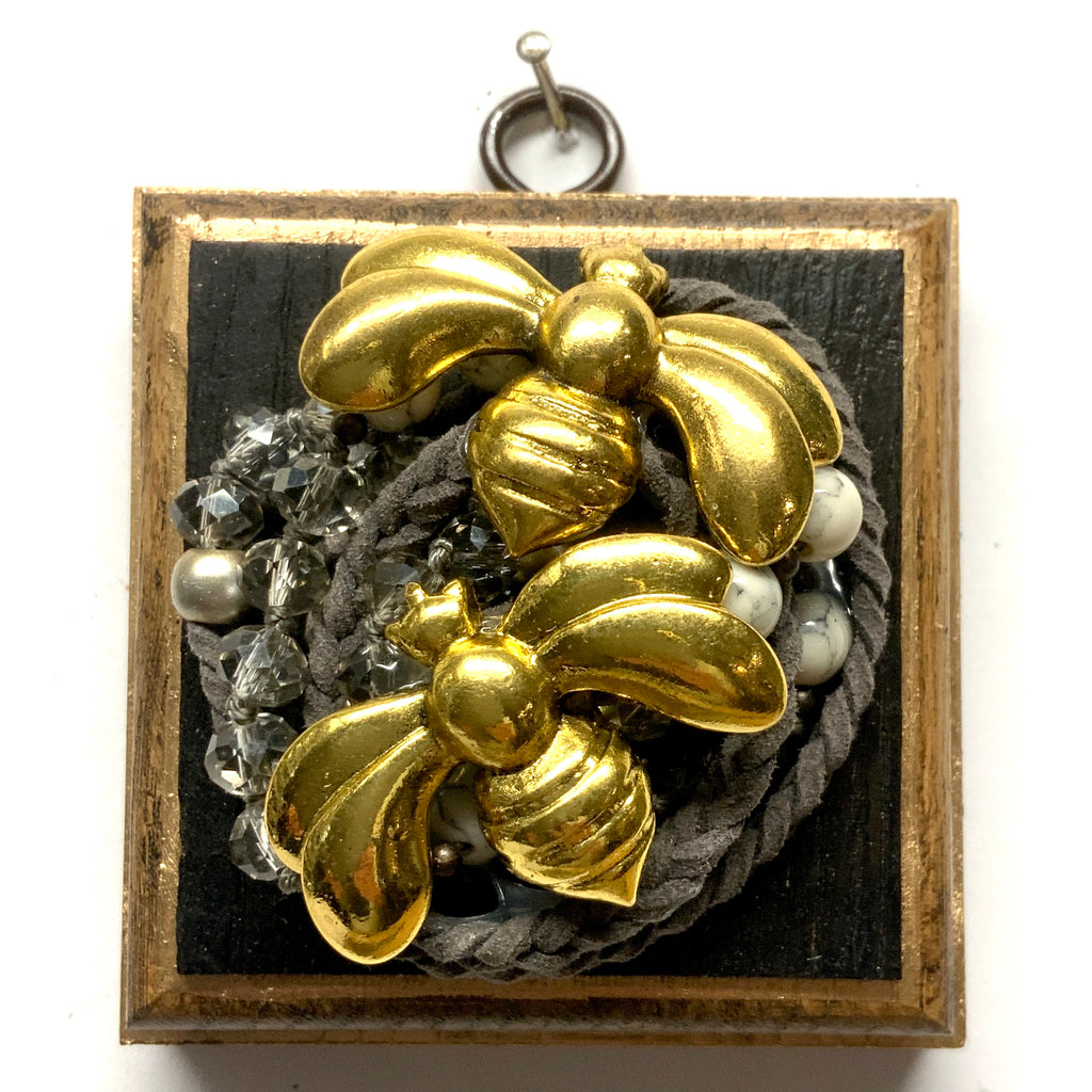 Bourbon Barrel Frame with Deco Bees on Necklace (3.25