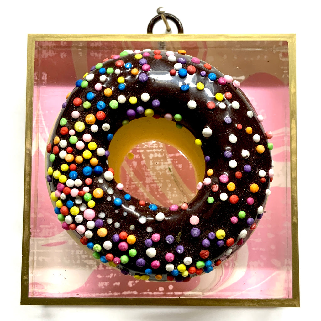 Acrylic Frame with Doughnut on Marbled Paper / Slight Imperfections (4