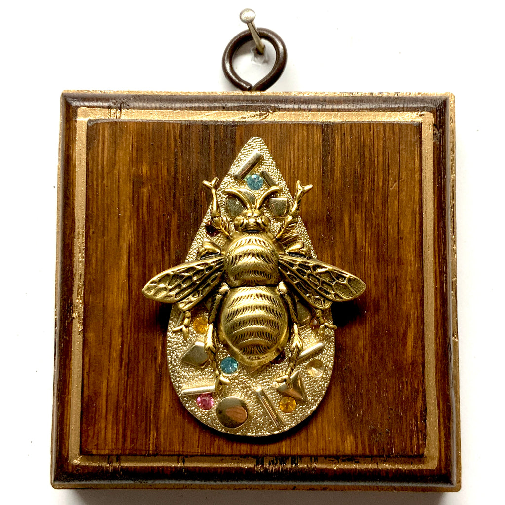 Wooden Frame with Grande Bee on Brooch (3.25