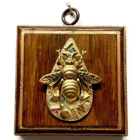 Wooden Frame with Grande Bee on Brooch (3.25
