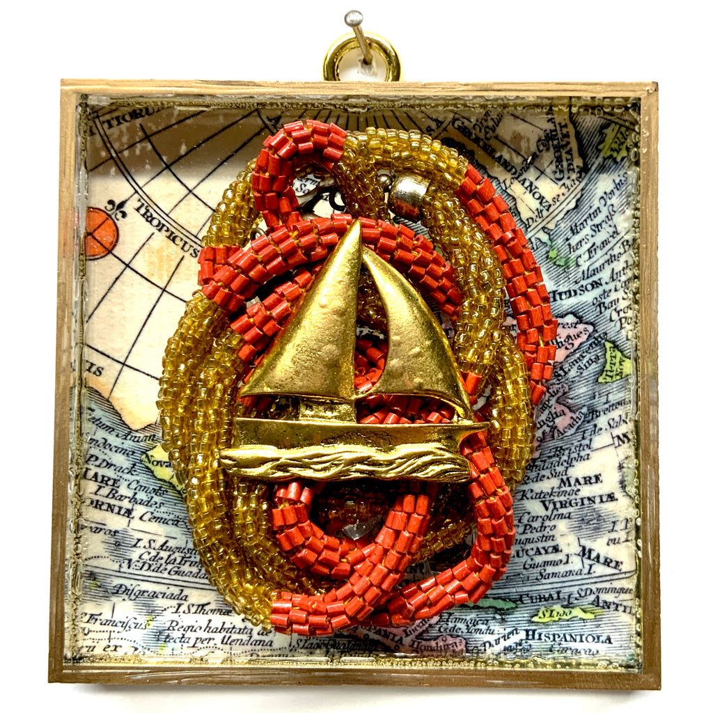 Acrylic Frame with Boat on Necklace / Slight Imperfections (4