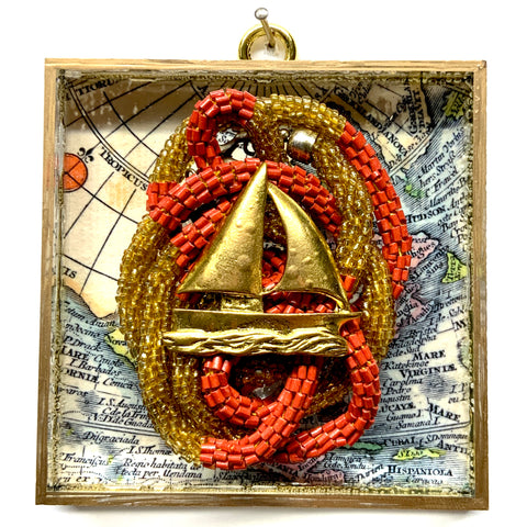 Acrylic Frame with Boat on Necklace / Slight Imperfections (4