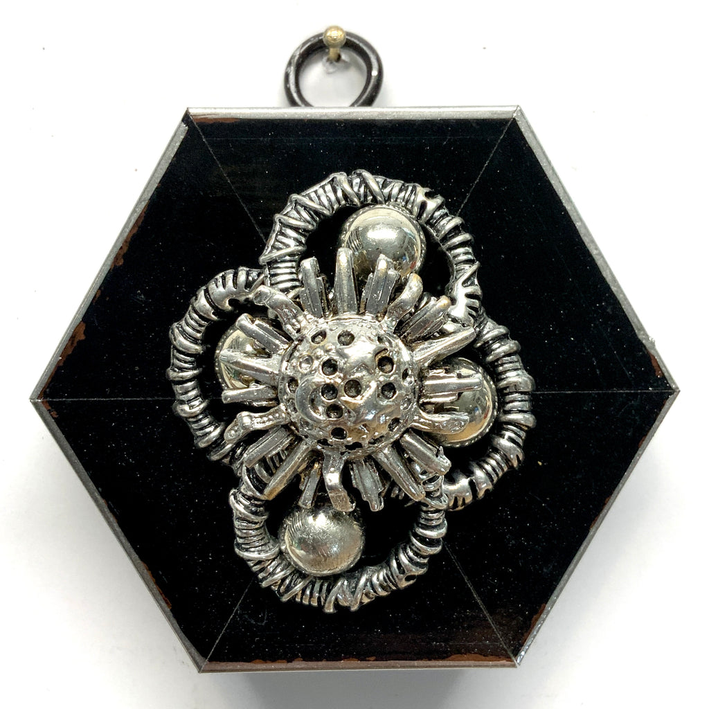 Modern Lacquered Frame with Sun, Moon and Stars on Brooch (3.25” wide)
