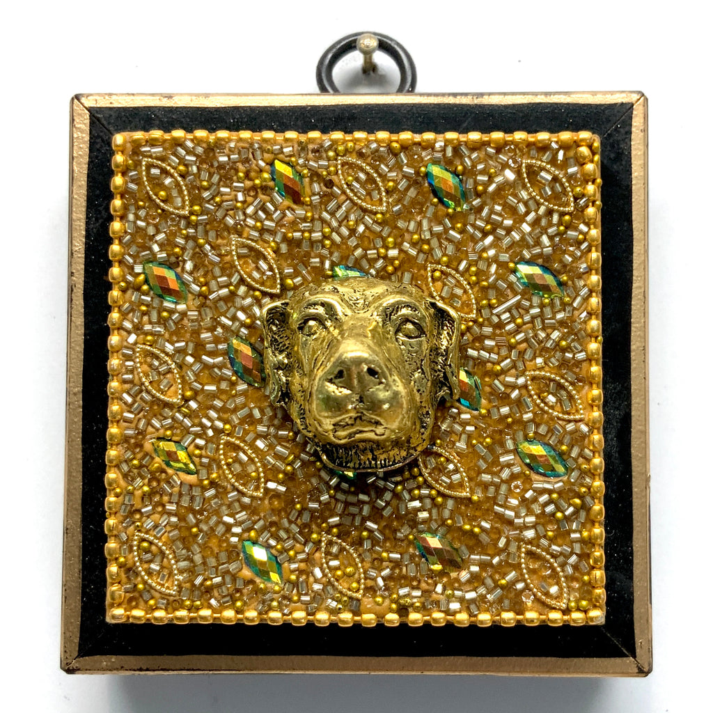 Lacquered Frame with Dog on Beaded Block (3” wide)
