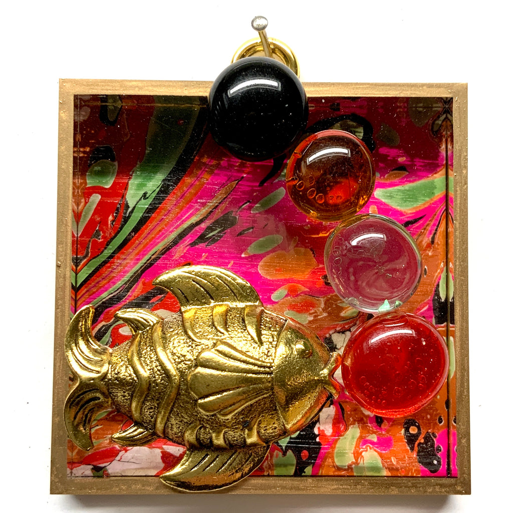 Acrylic Frame with Fish on Glass Beads / Slight Imperfections (3