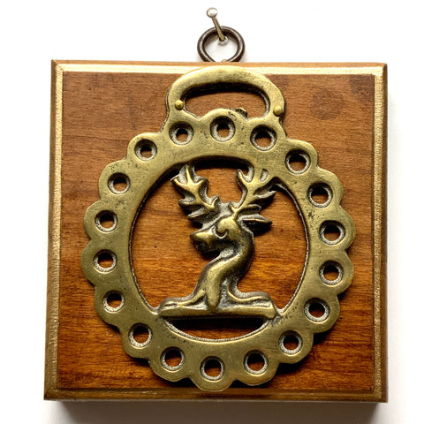 Wooden Frame with Stag Horse Brass (4