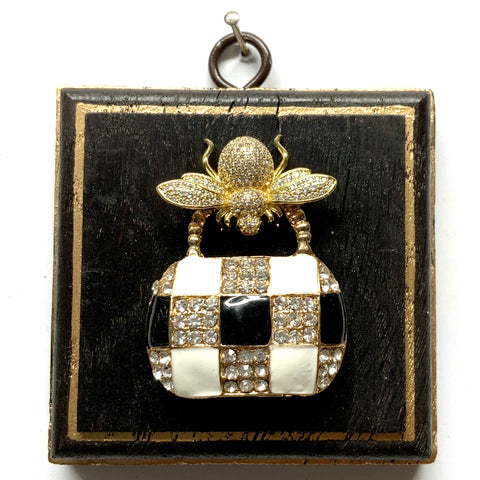 Painted Frame with Sparkle Bee on Handbag (3.25