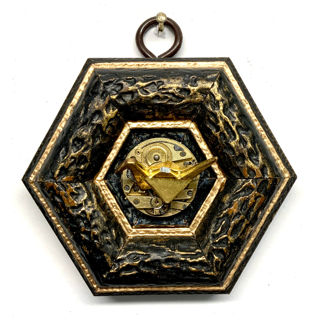 Painted Frame with Bird on Watch Movement (3.25” wide)