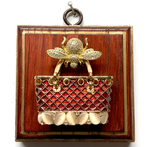 Painted Frame with Sparkle Bee on Handbag (3.25