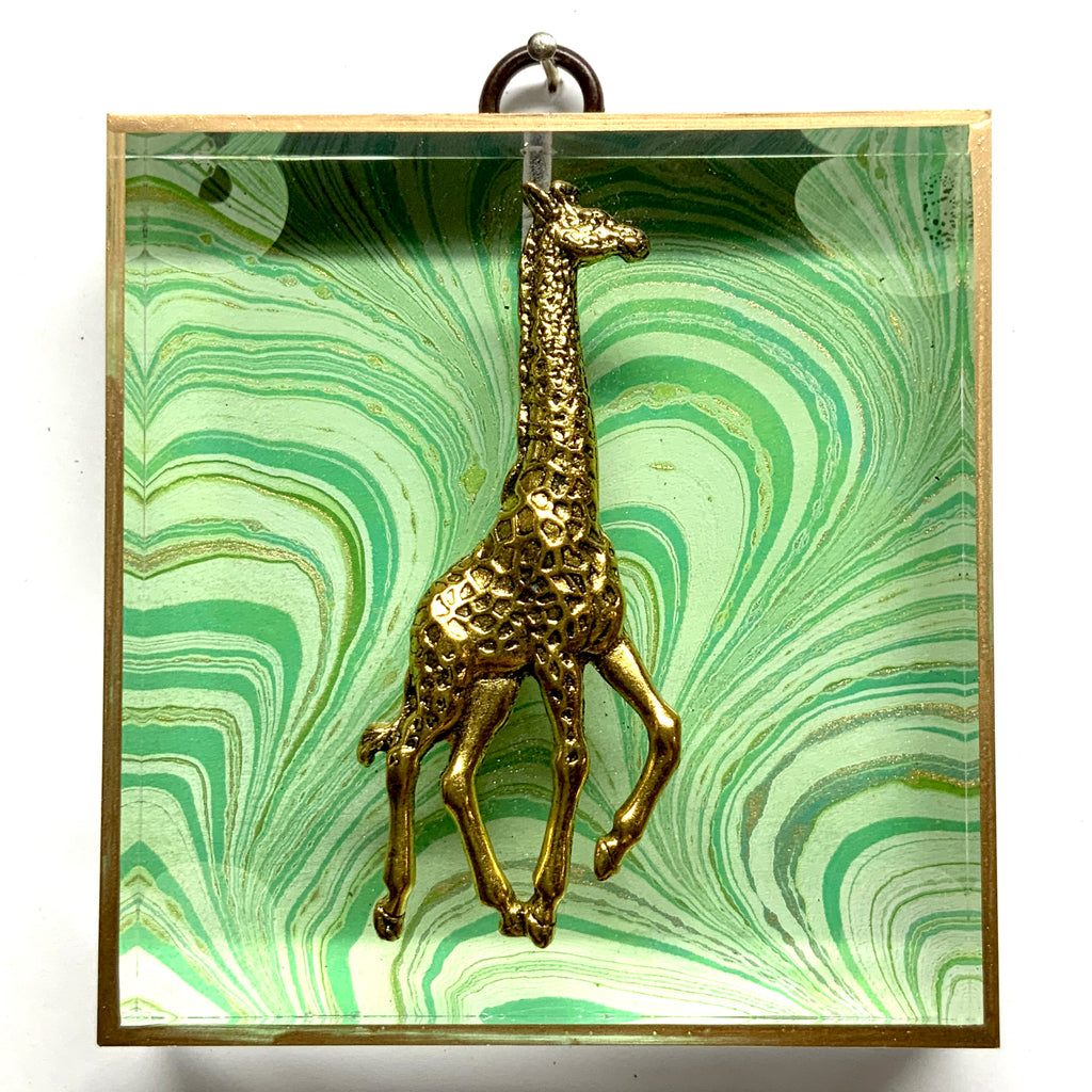 Acrylic Frame with Giraffe on Marbled Paper / Slight Imperfections (4