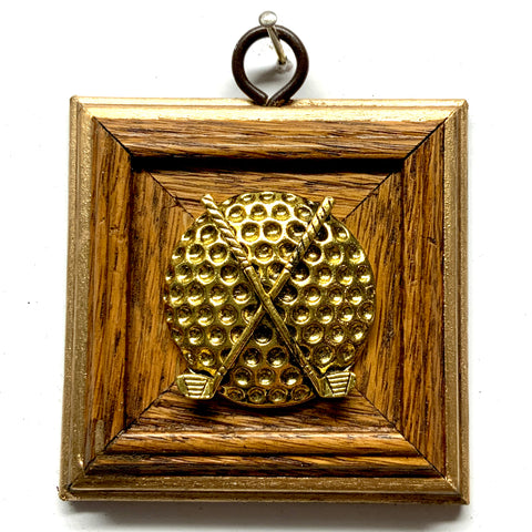 Wooden Frame with Golf Ball and Clubs (3