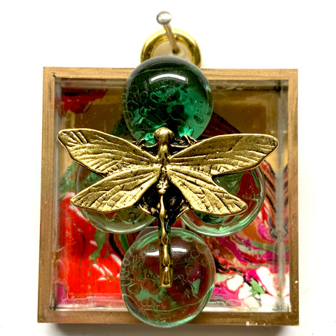 Acrylic Frame with Dragonfly on Glass Beads / Slight Imperfections (2