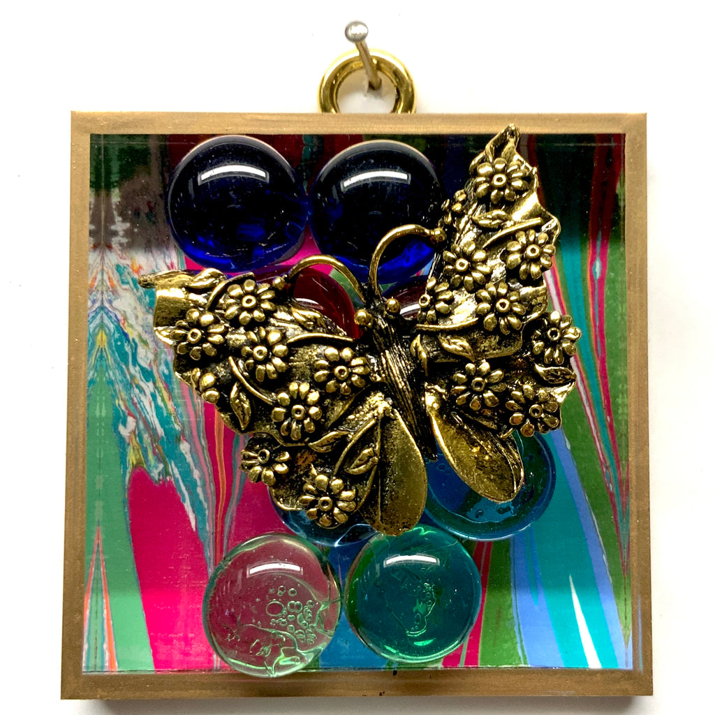 Acrylic Frame with Butterfly on Glass Beads / Slight Imperfections (3