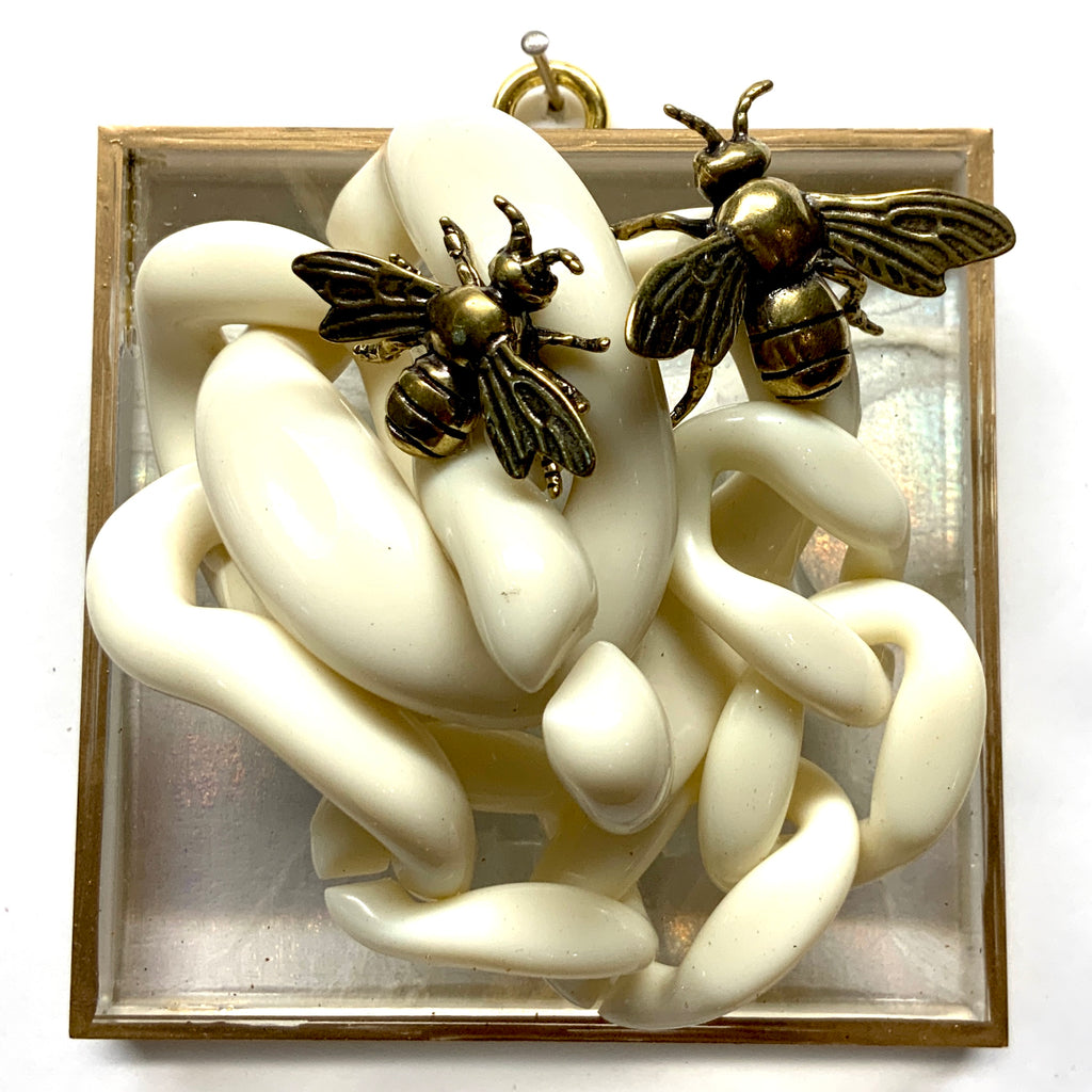 Acrylic Frame with Bees on Necklace / Slight Imperfections (4