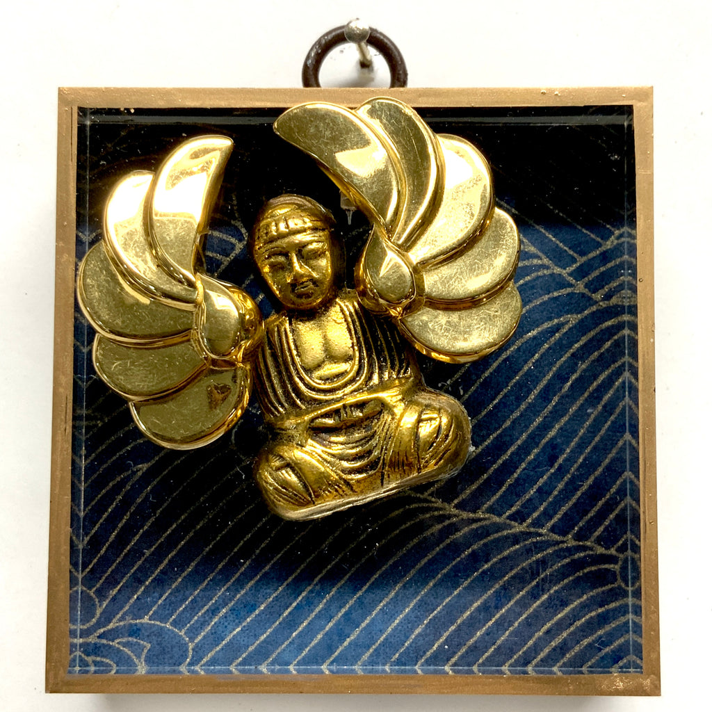 Acrylic Frame with Buddha on Marbled Paper / Slight Imperfections (3