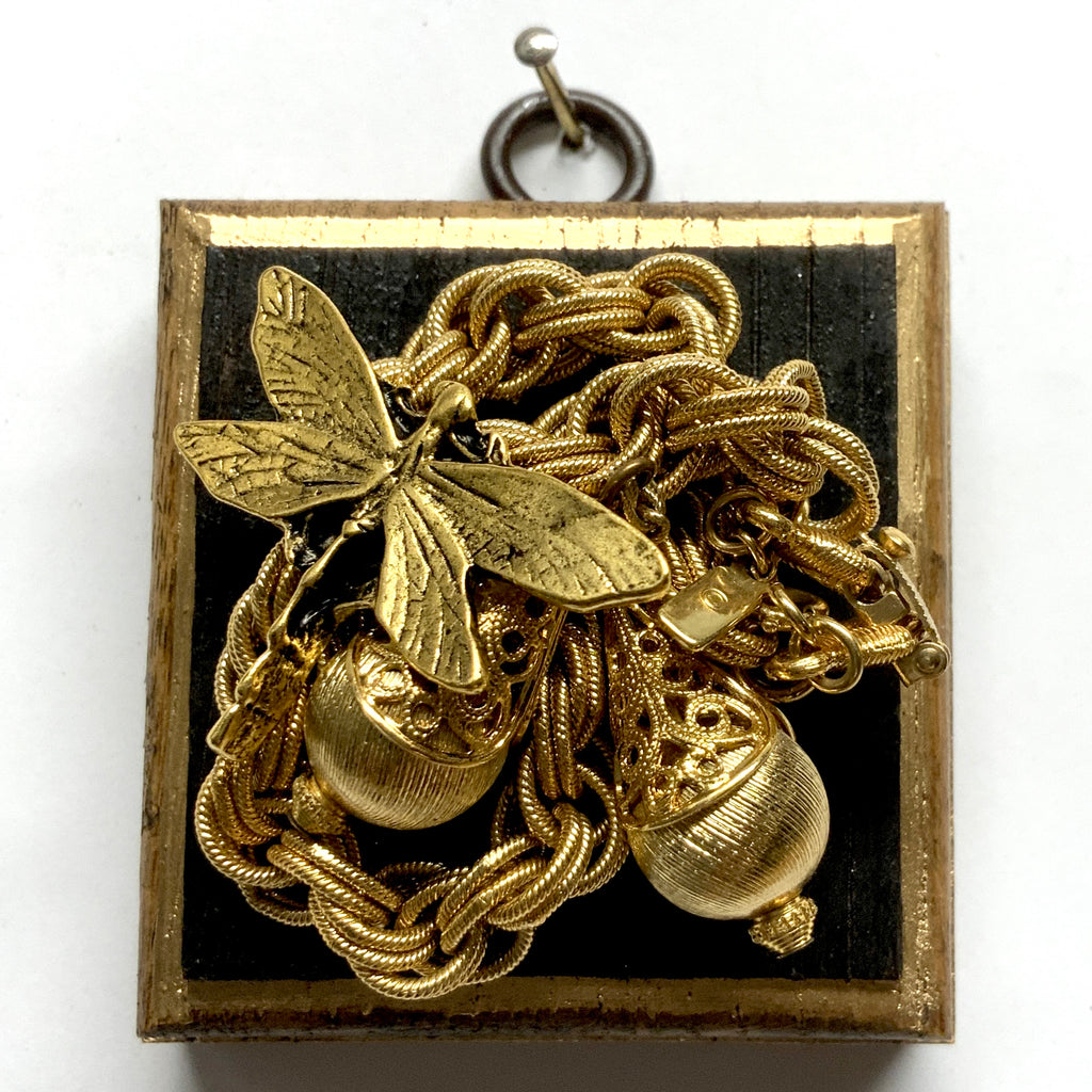 Bourbon Barrel Frame with Dragonfly on Necklace (2.5
