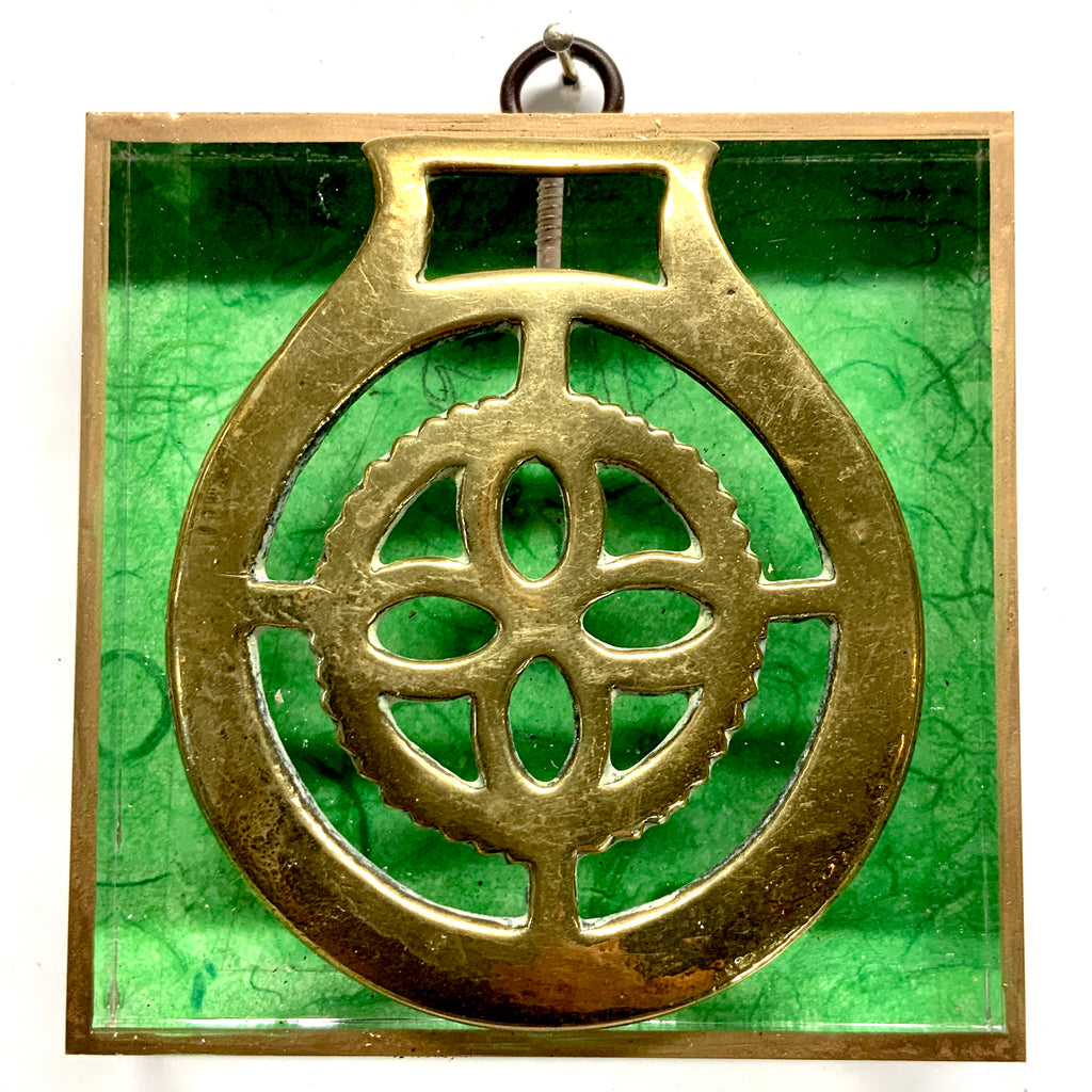Acrylic Frame with Horse Brass on Marbled Paper / Slight Imperfections (4