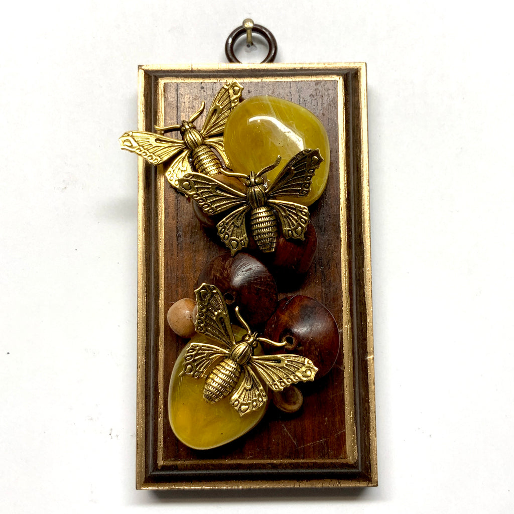 Mahogany Frame with Butterflies on Beads and Stones (2.25” wide)