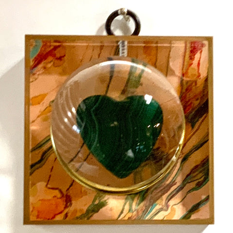 Acrylic Frame with Heart and Acrylic Orb on Marbled Paper / Slight Imperfections (3