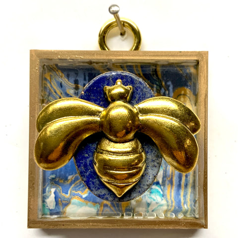 Acrylic Frame with Deco Bee on Lapis / Slight Imperfections (2