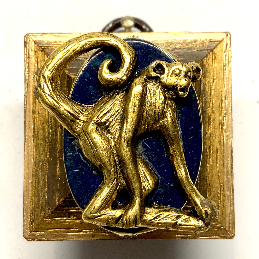 Gilt Frame with Monkey on Lapis (1.75” wide)