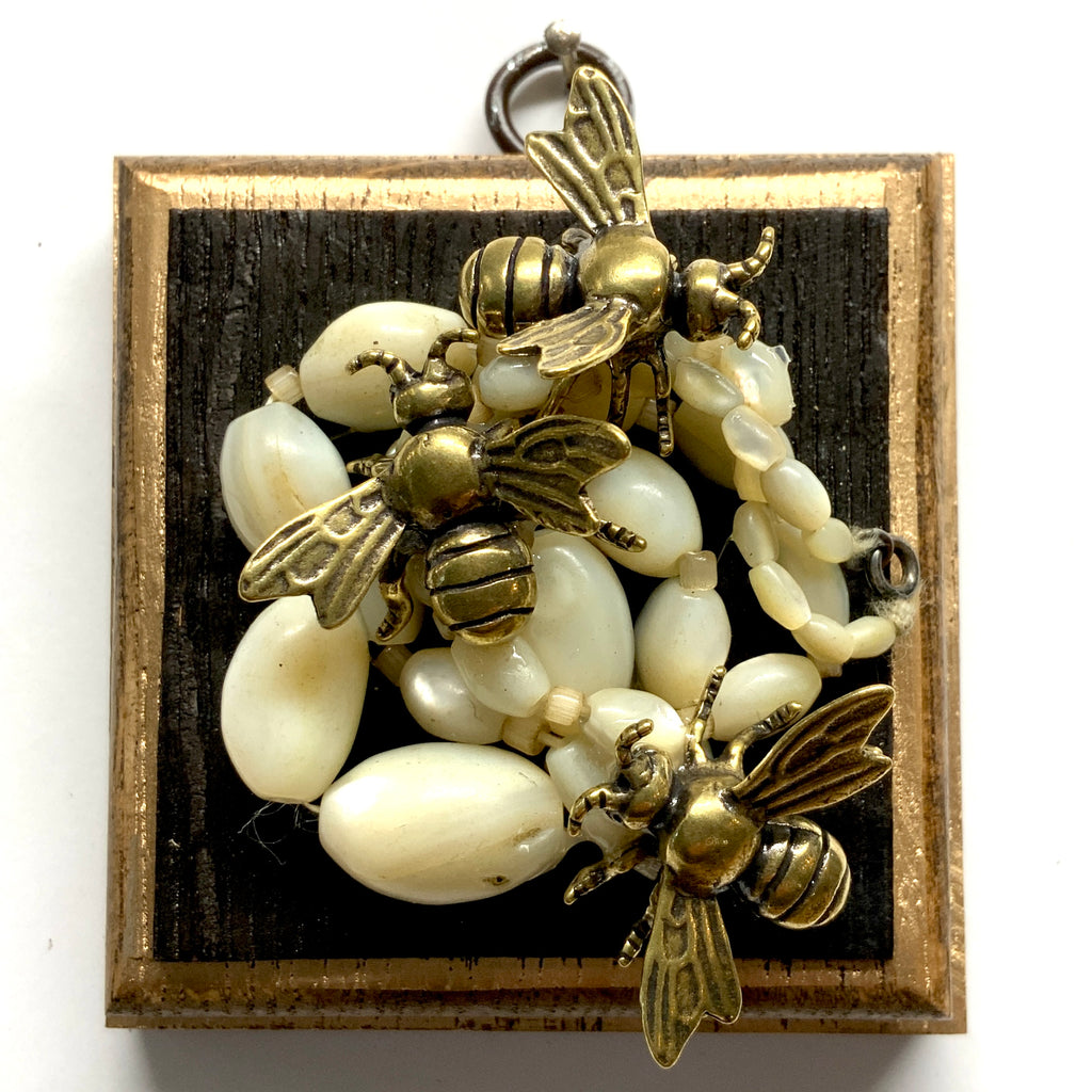 Bourbon Barrel Frame with Bees on Necklace (3.25