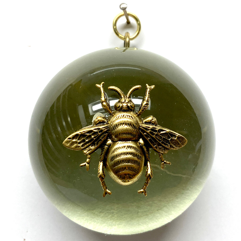 Acrylic Dome Frame with Grande Bee on Marbled Paper / Slight Imperfections (3