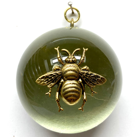 Acrylic Dome Frame with Grande Bee on Marbled Paper / Slight Imperfections (3