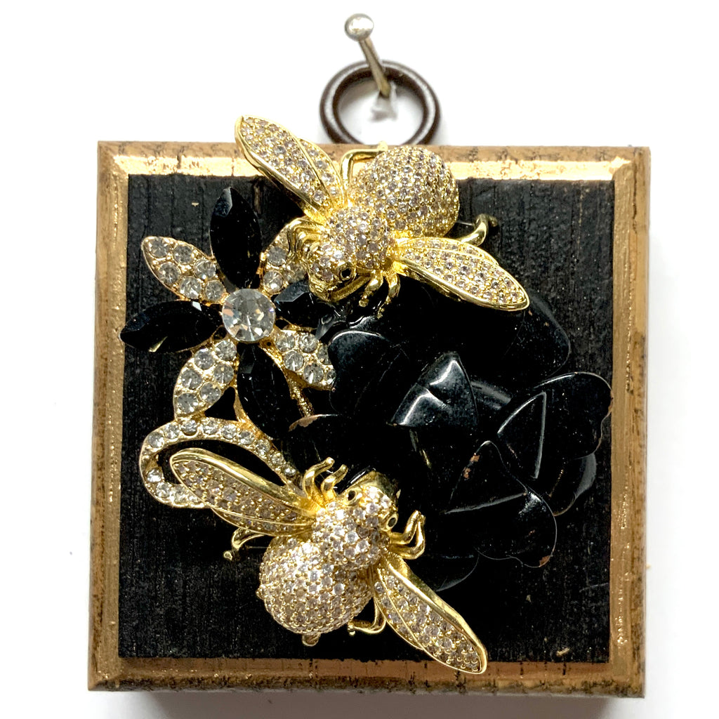 Bourbon Barrel Frame with Sparkle Bees on Brooch (2.5