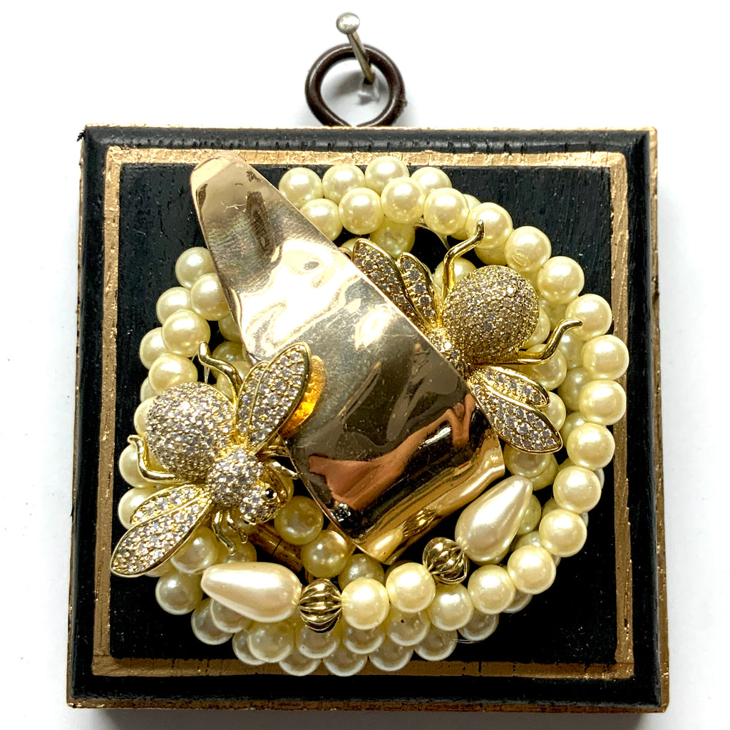Painted Frame with Sparkle Bees on Pearls (3.25